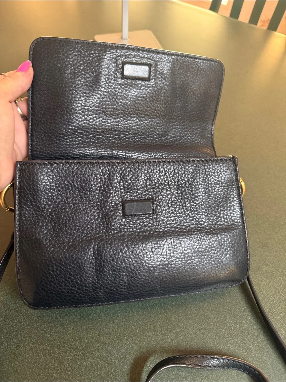 Tory Burch Black Pebbled Leather Logo Crossbody